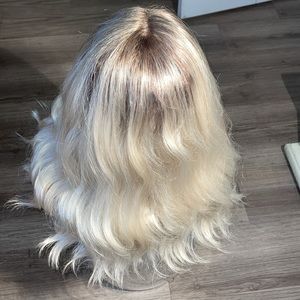 Light Blonde Synthetic Wig- Brown Root, Lace Part #F